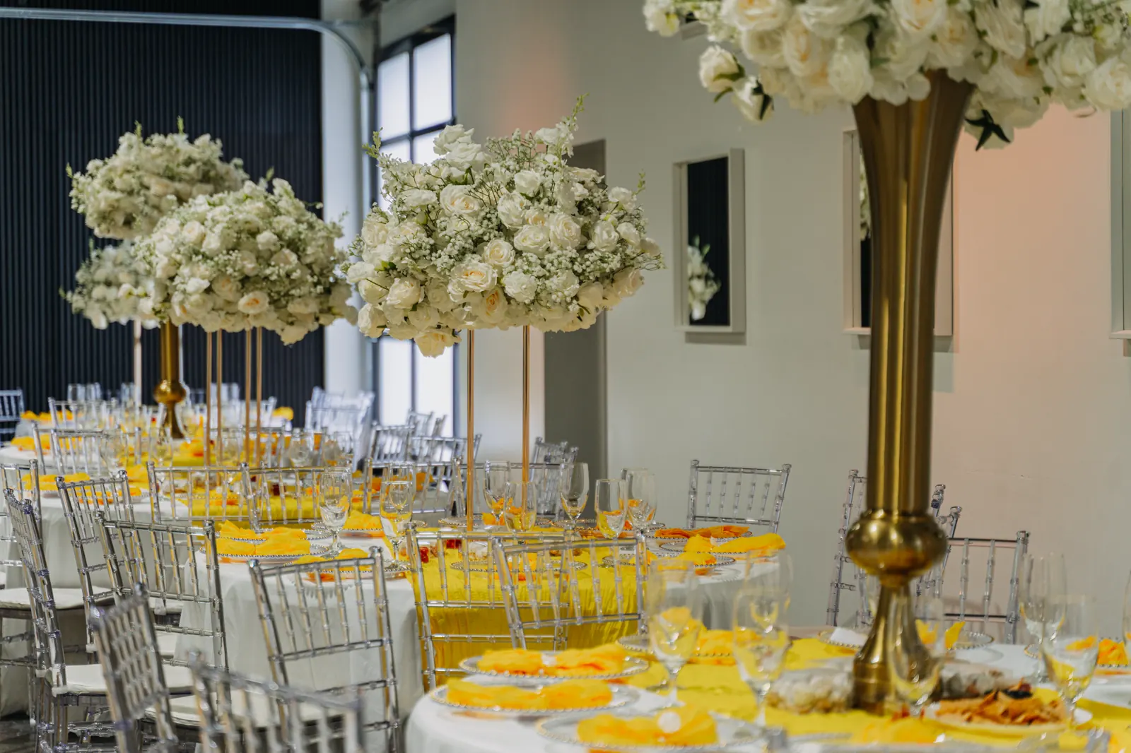 Wedding centerpiece decor at Copacabana Hall Houston TX