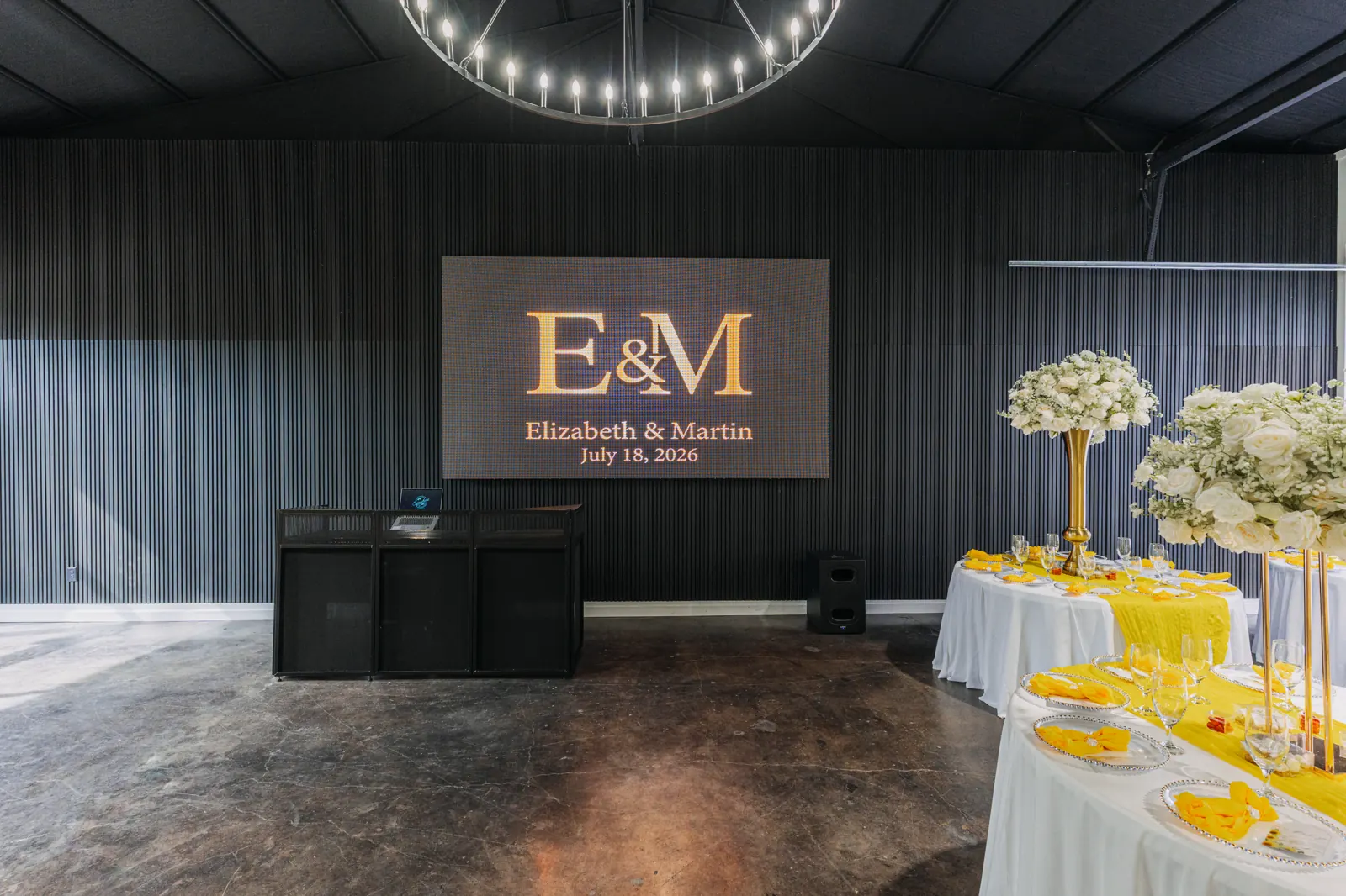 Wedding reception setup at Copacabana Hall, 7107 Navigation Blvd Houston TX