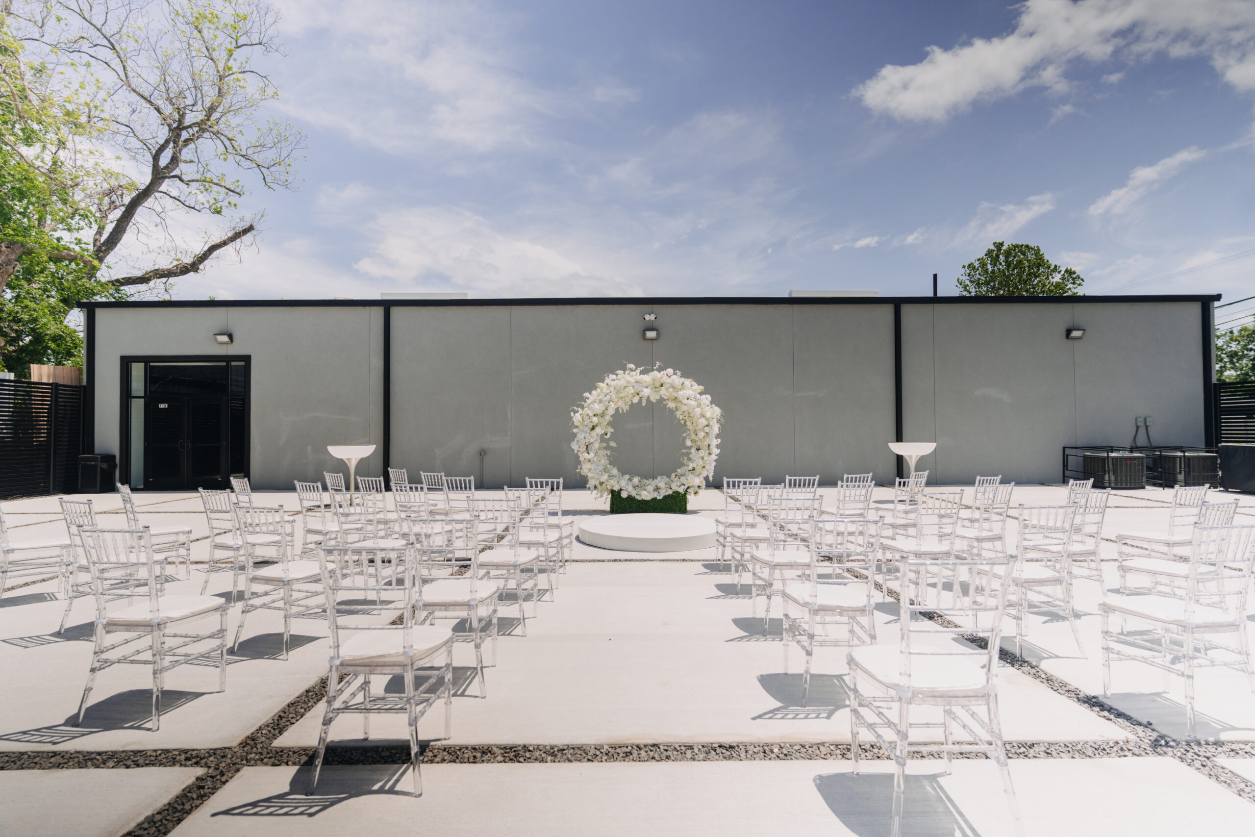 Outdoor wedding ceremony at Copacabana Hall Navigation Blvd