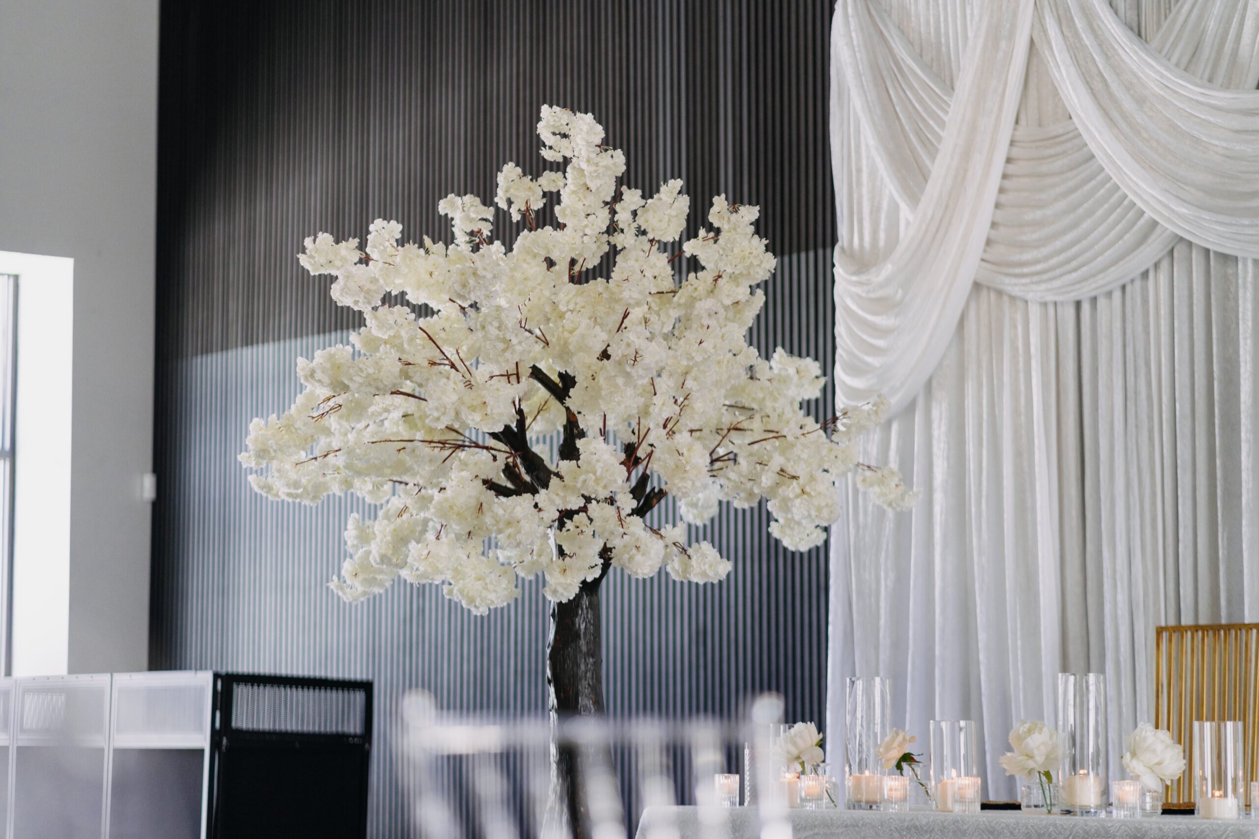 Wedding reception setup at Copacabana Hall