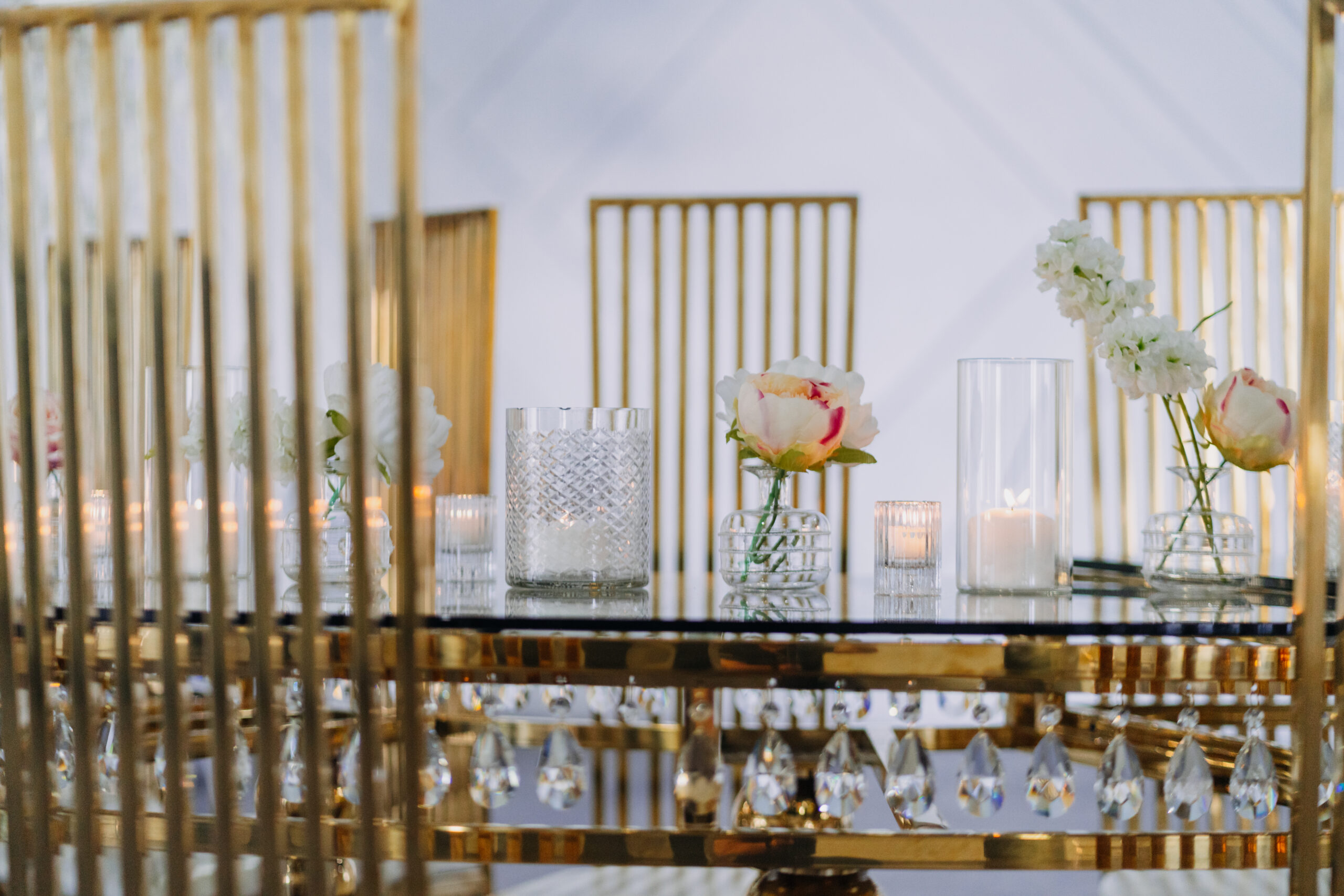 Wedding reception decor at Copacabana Hall