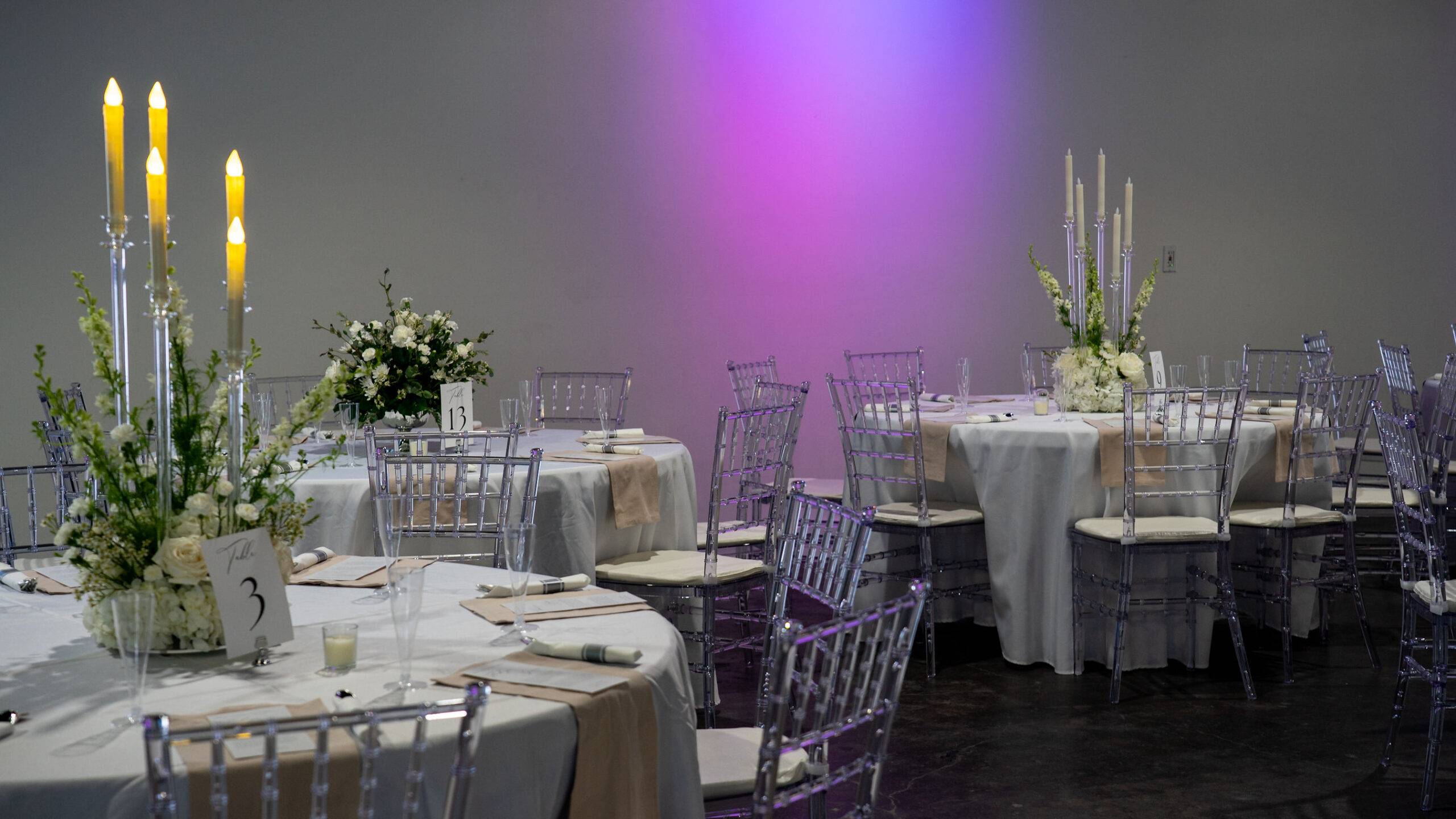 Elegantly arranged dining at Copacabana Hall